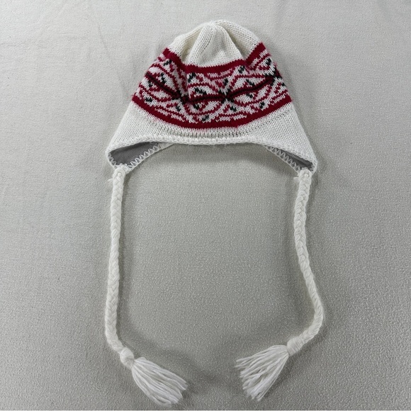 Columbia Convert Women Flap Cap Snow Beanie One Size White Red Black - Picture 1 of 8